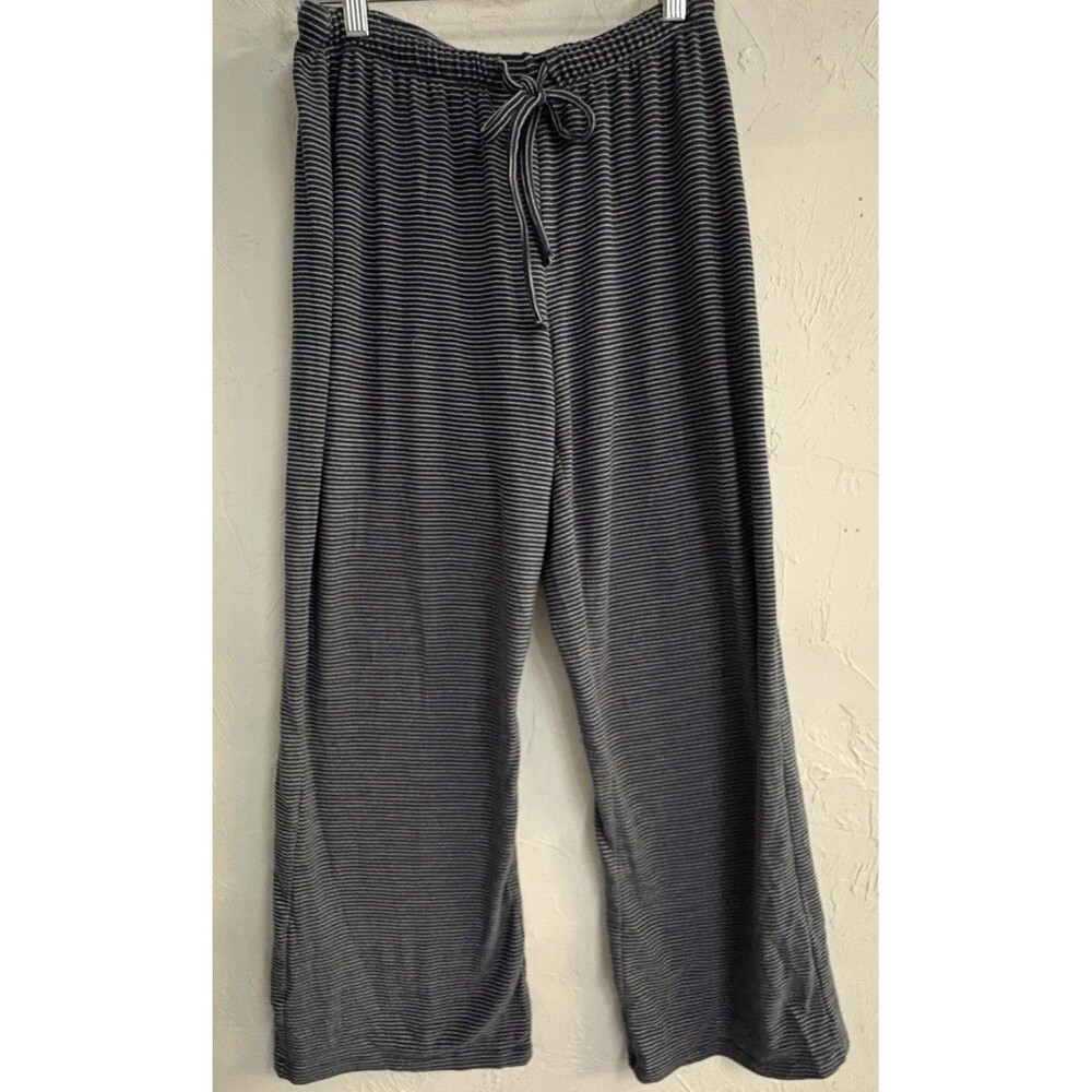 Chrome Riot Women’s Gray Striped Knit Drawstring Lounge Pants Size M